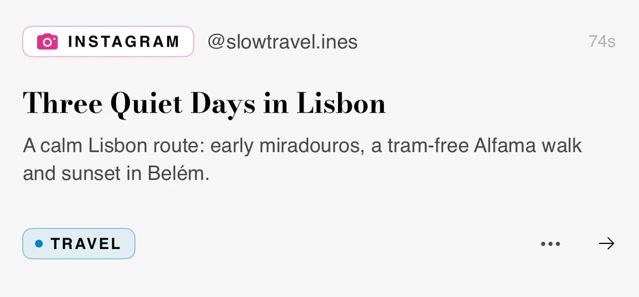 Three Quiet Days in Lisbon · Instagram